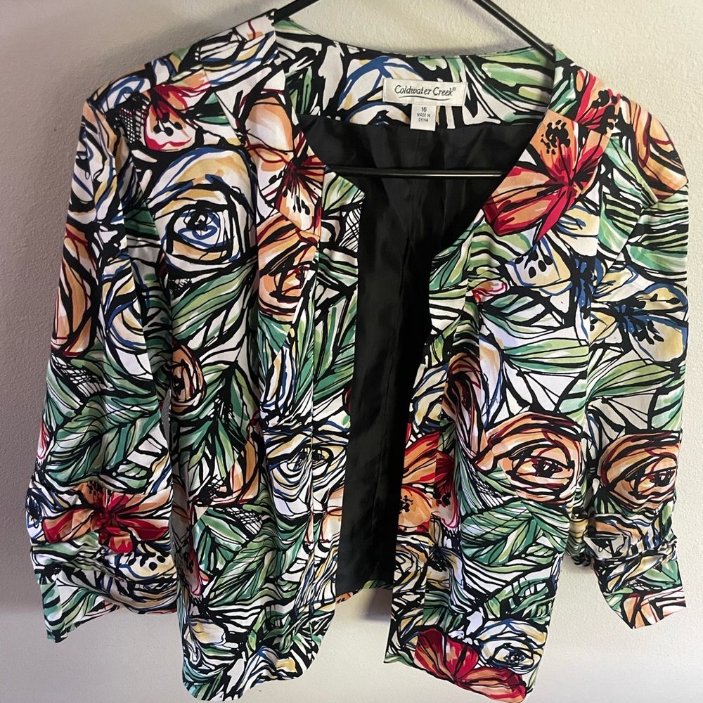 Coldwater‎ Creek Blazer Multi-Colored Floral Size 16